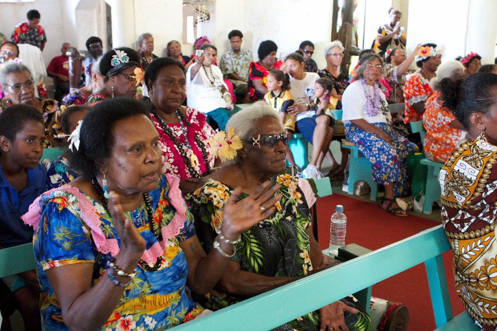 Congregation during a sermon at All Saints Anglican Church, Erub Island, 2011