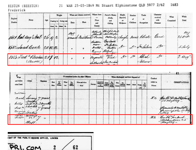 Records of the Prison Commission in cursive writing 2/62