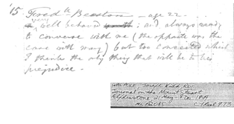 A description of Frederick Beaston age 22 as a convict