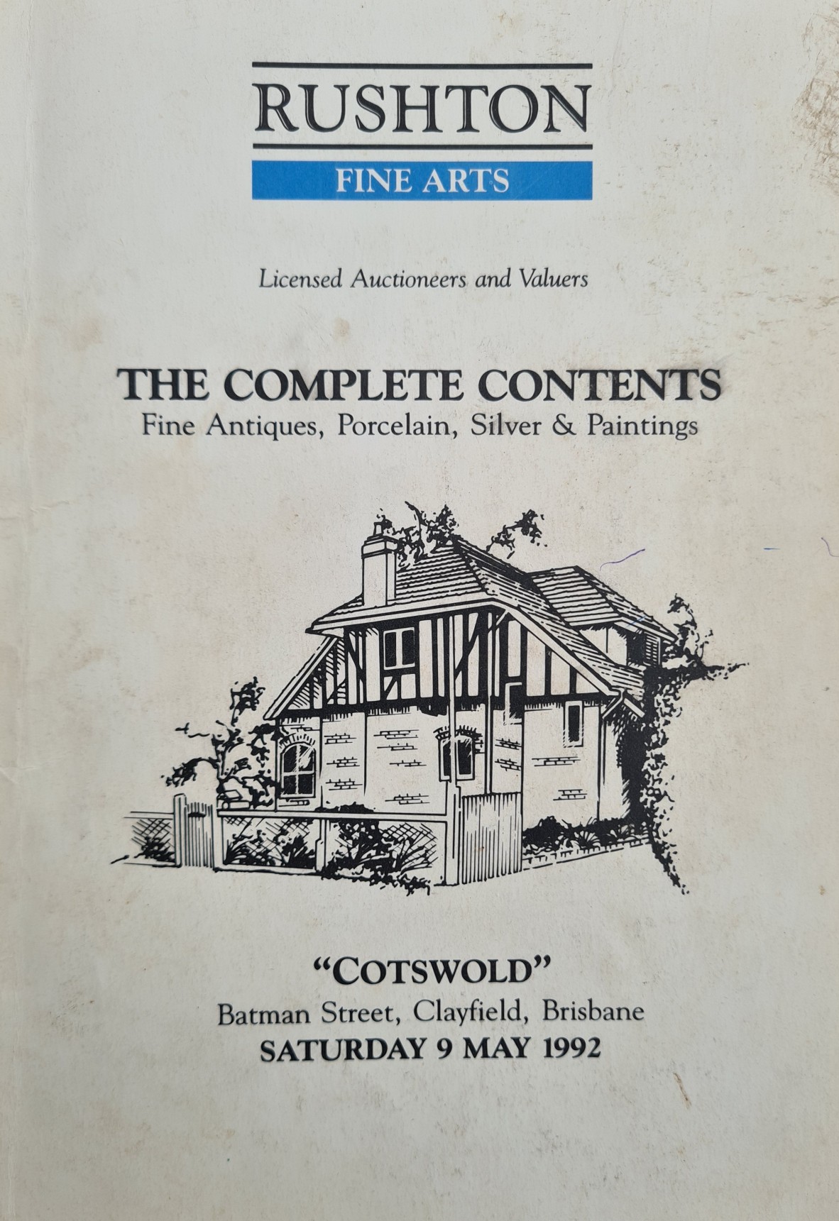 Auction of contents of Cotswold catalogue, 1992, donated to State Library's collection.