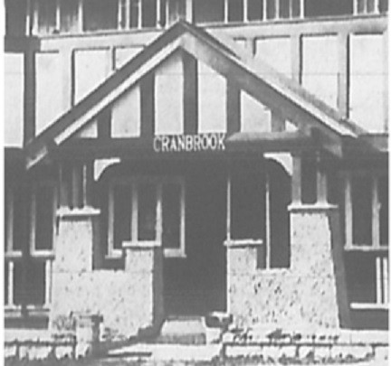 Black and white photo of house with name Cranbrook