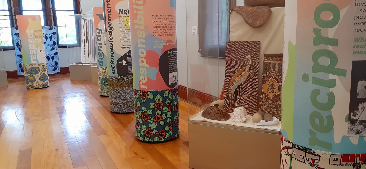 Changing exhibits in the Cooktown Museum highlight Aboriginal and Torres Strait Islander culture. 