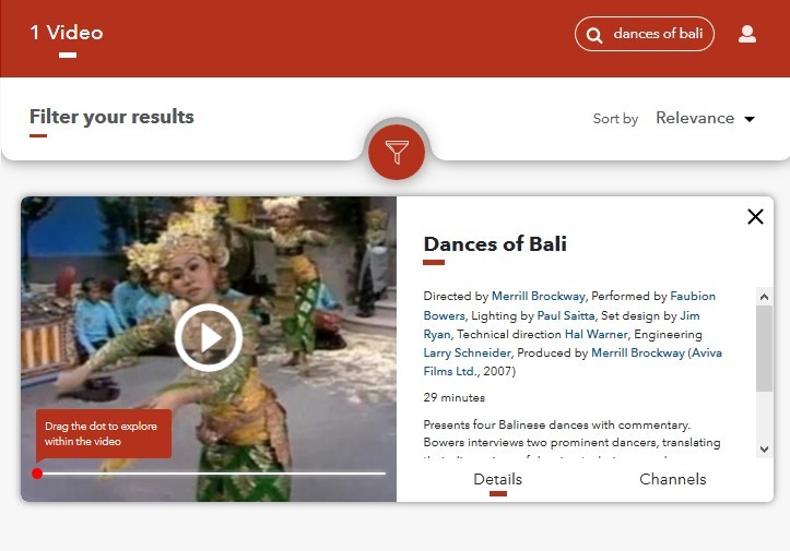 Image of video for Dances of Bali from Dance Online Dance in Video database