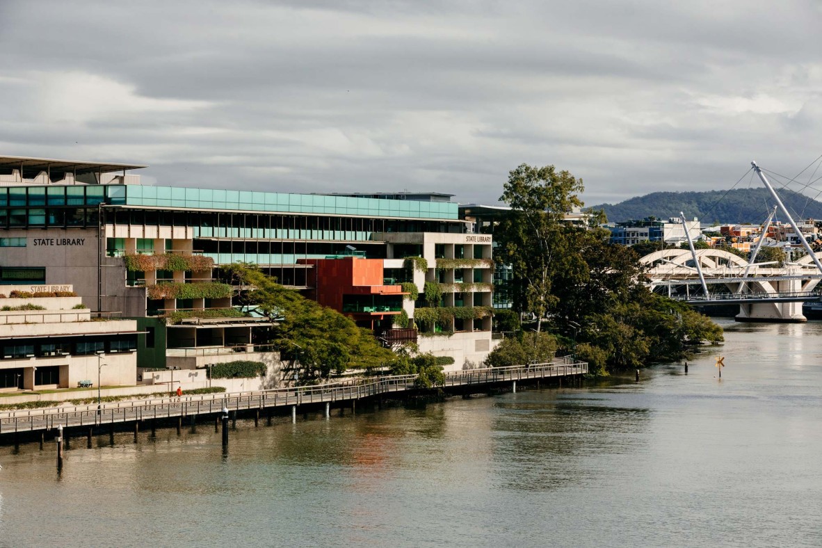 Exterior of State Library building.