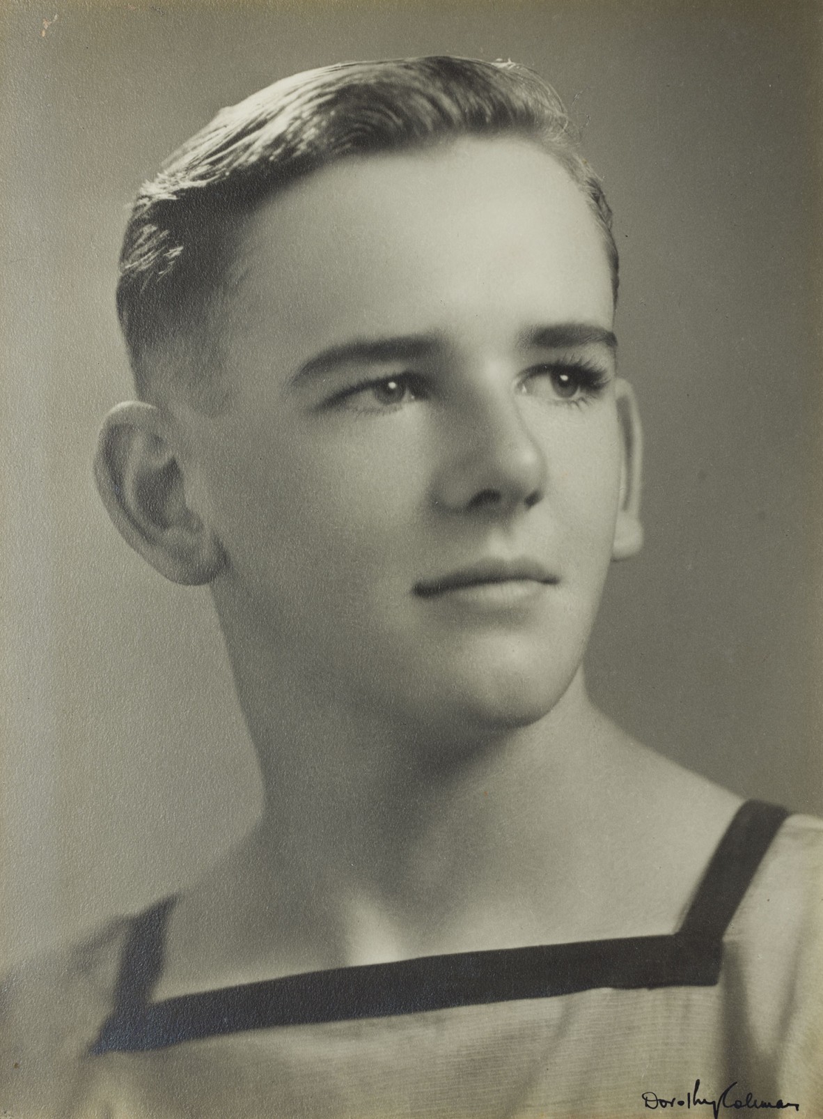 Portrait of a young Donald Campbell in the Navy 1943