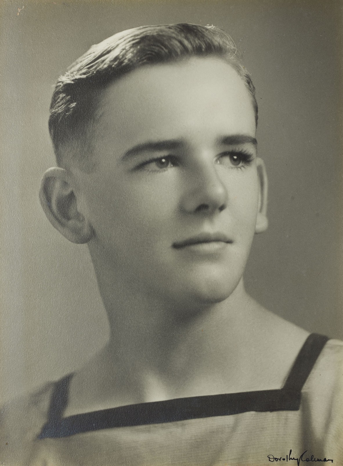 Portrait of a young Donald Campbell in the Navy, 1943.