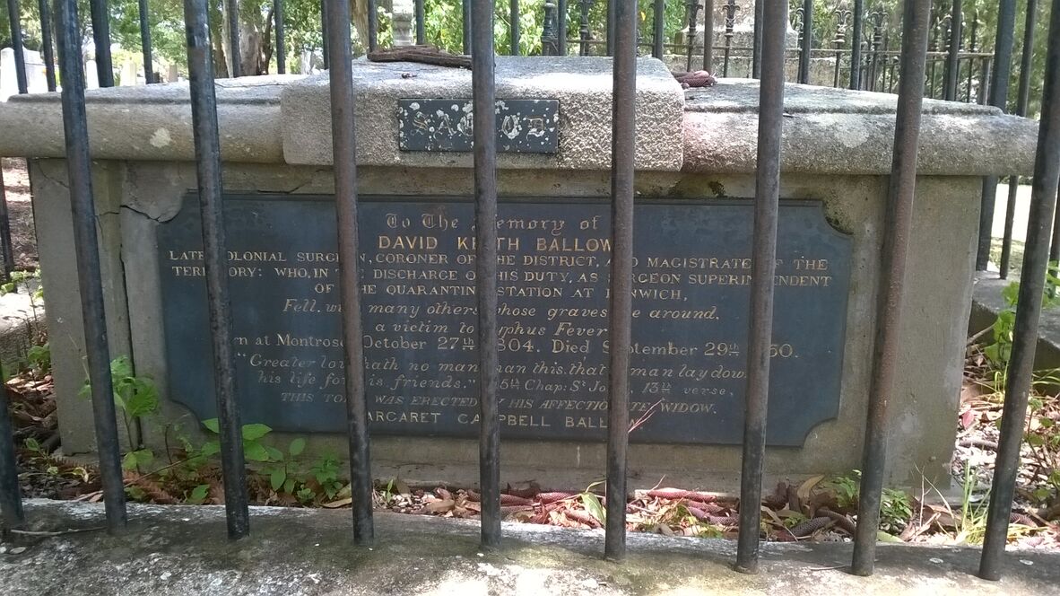 Dr David Keith Ballow’s grave at the Dunwich Cemetery, North Stradbroke Island (Minjerribah).