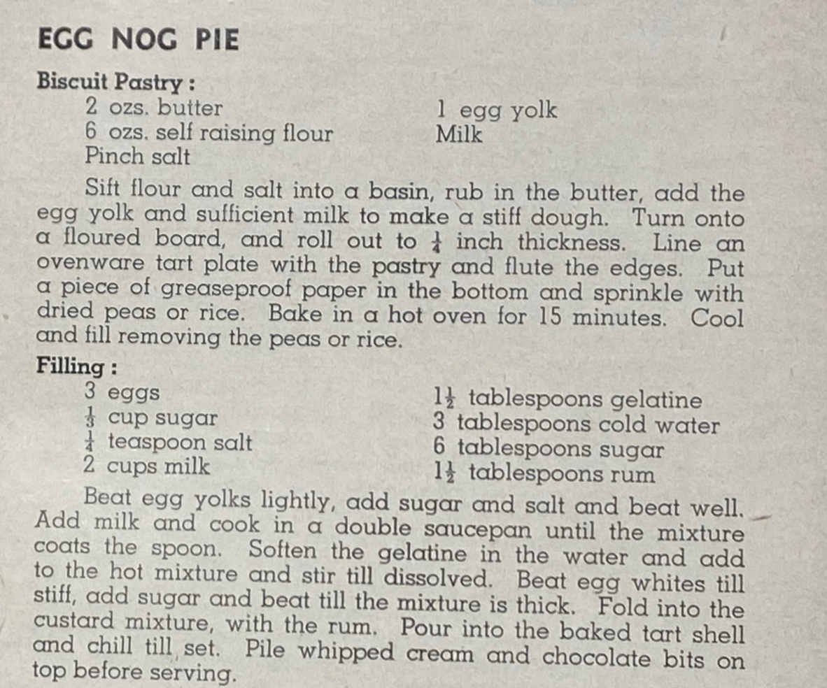 Egg Nog Pie recipe