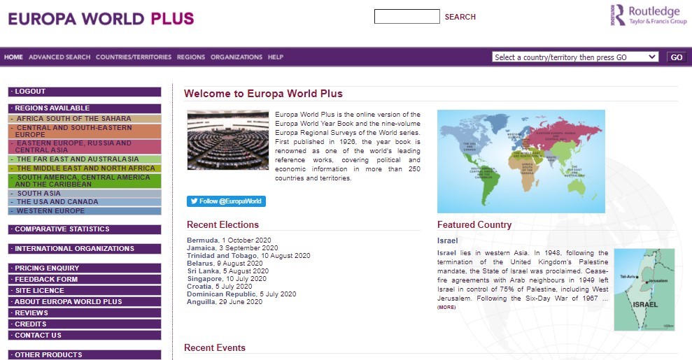 Image from Europa World Plus database home page