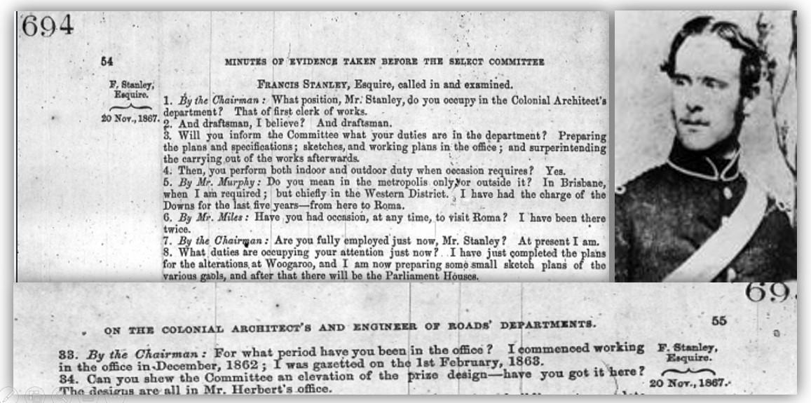 Excerpt from Queensland Votes and Proceedings 1867 with head and shoulders image of man in uniform of 
