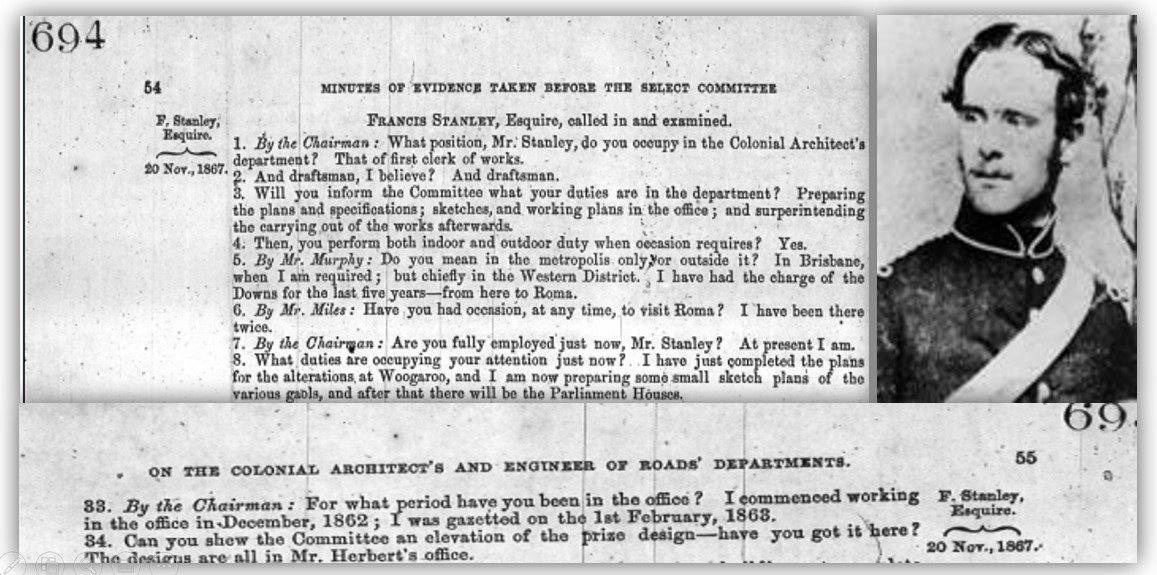 Excerpt from "Queensland Votes and Proceedings", 1867, with head and shoulders image of man in uniform of