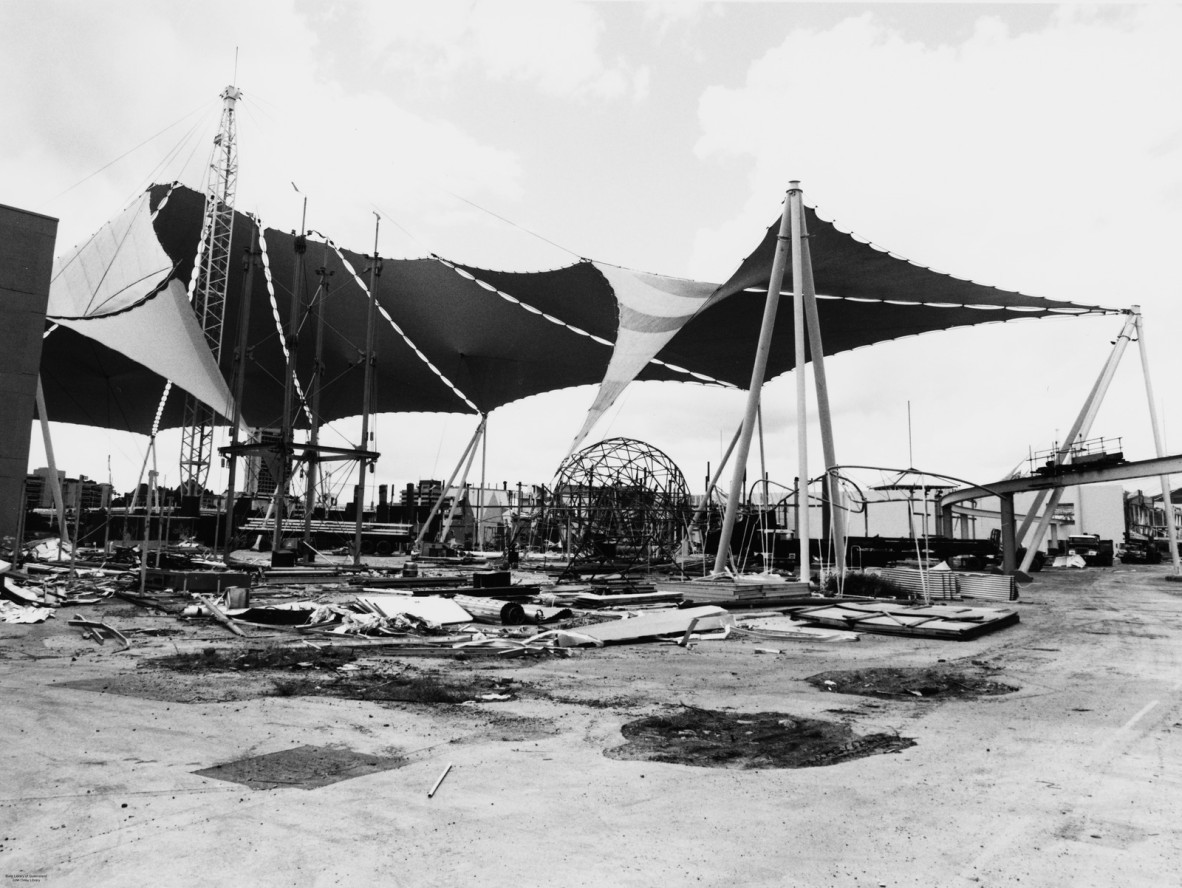 Dismantling the sails at the World Expo 88 site Brisbane
