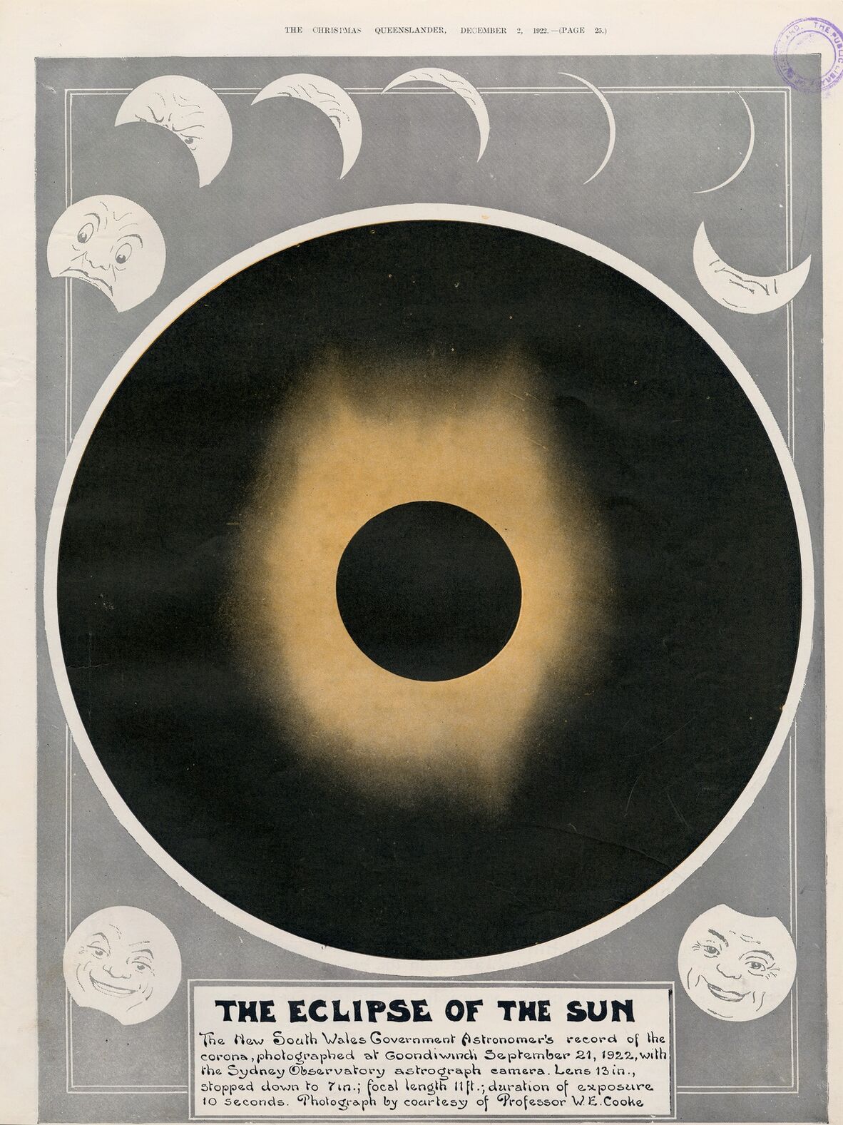 Colour photograph of the solar eclipse, photographed at Goondiwindi on September 21, 1922.