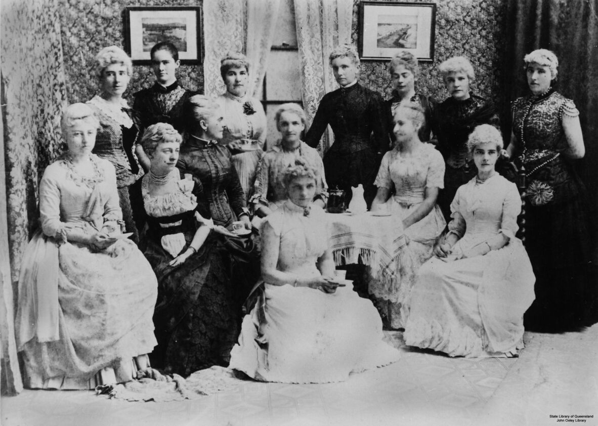 Portrait of a group of ladies at a tea party, Charters Towers