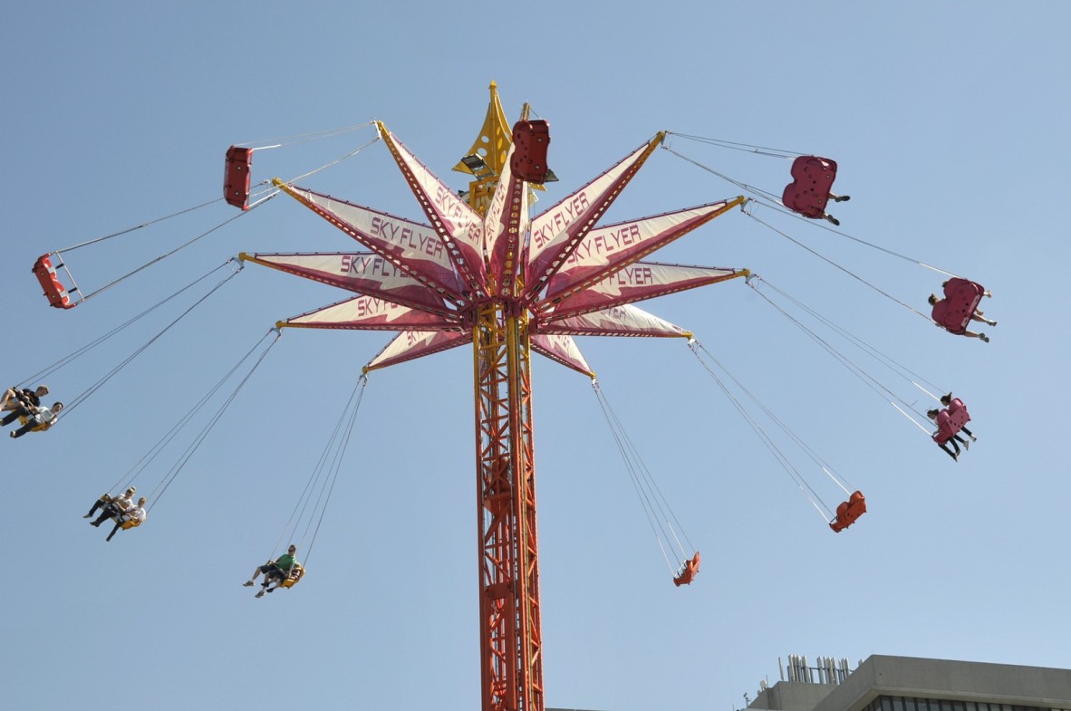 Riders on the Skyflyer at the Ekka 2009