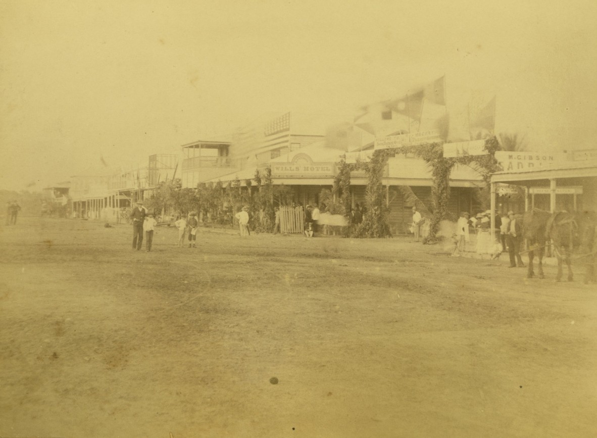 Decorations in Mackay for the visit of the Queensland Governor, Sir Anthony Musgrave in December 1883