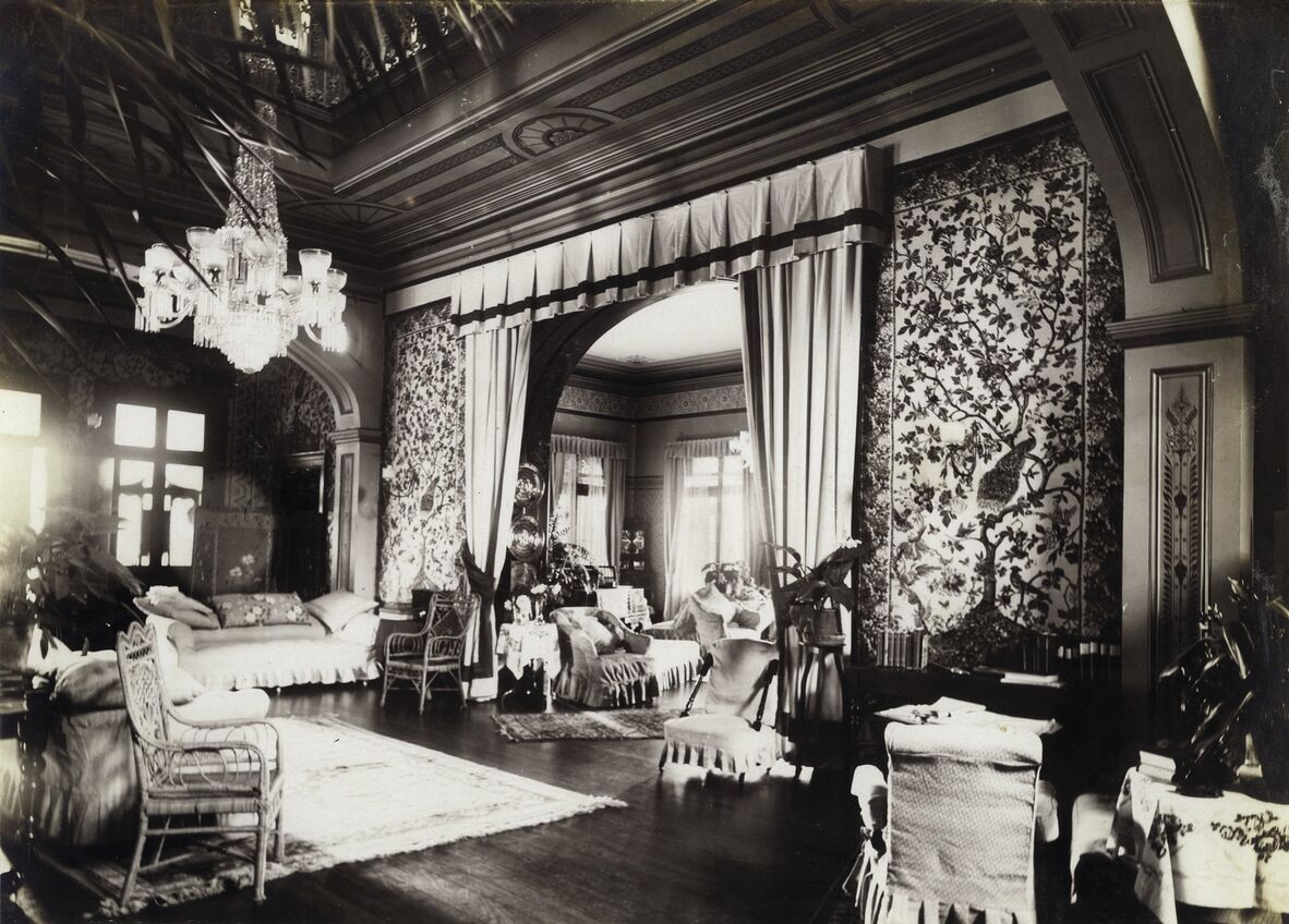 Looking through the hallway to the drawing room, Government House, Brisbane, October 1907.