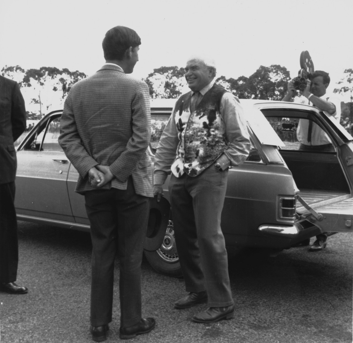 A black and white photograph of Prince Charles visits Eidsvold, May 1966