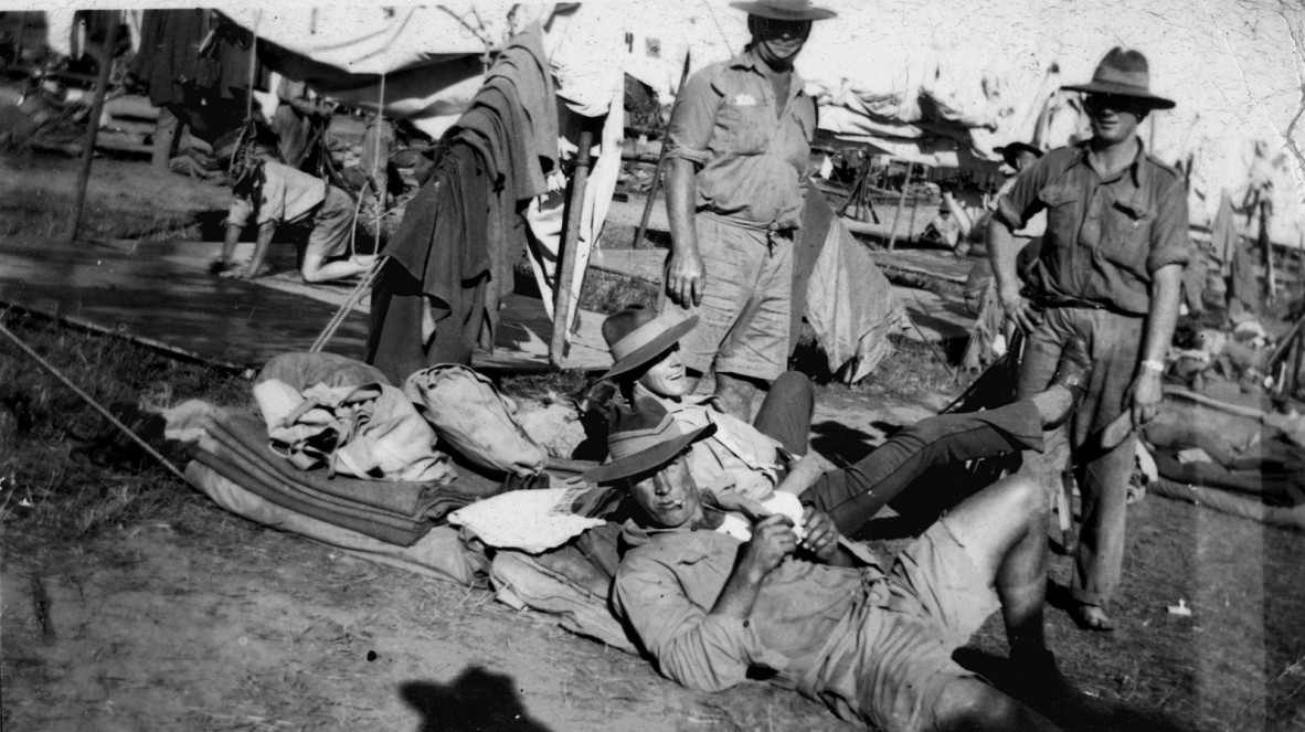 Australian soldiers relaxing at the Yeppoon military camp