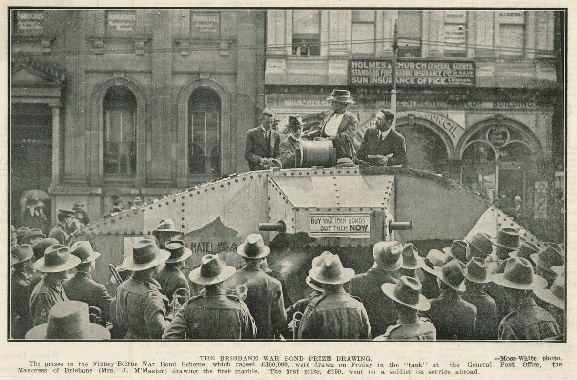 A prize draw in a 'tank' at the General Post Office in 1918.