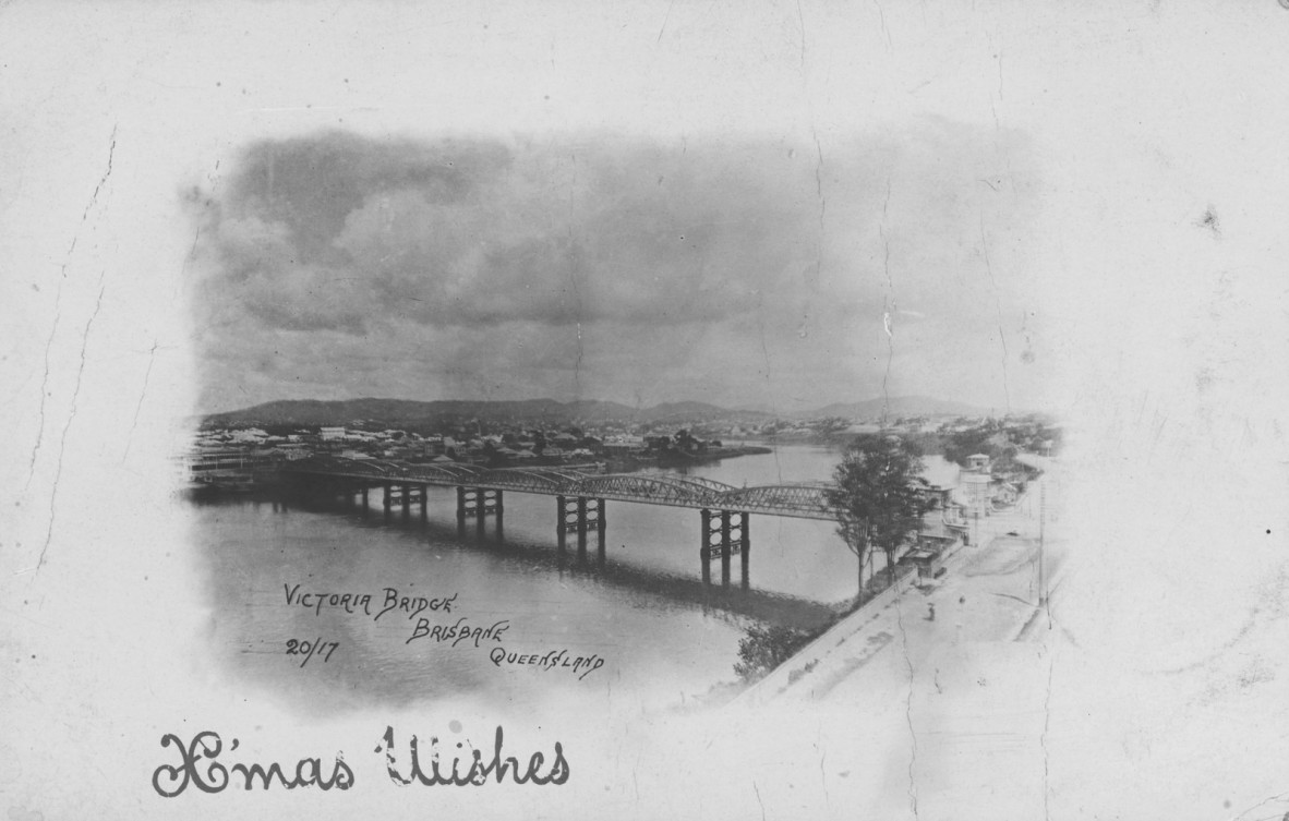 Christmas card featuring a photo of the Victoria Bridge