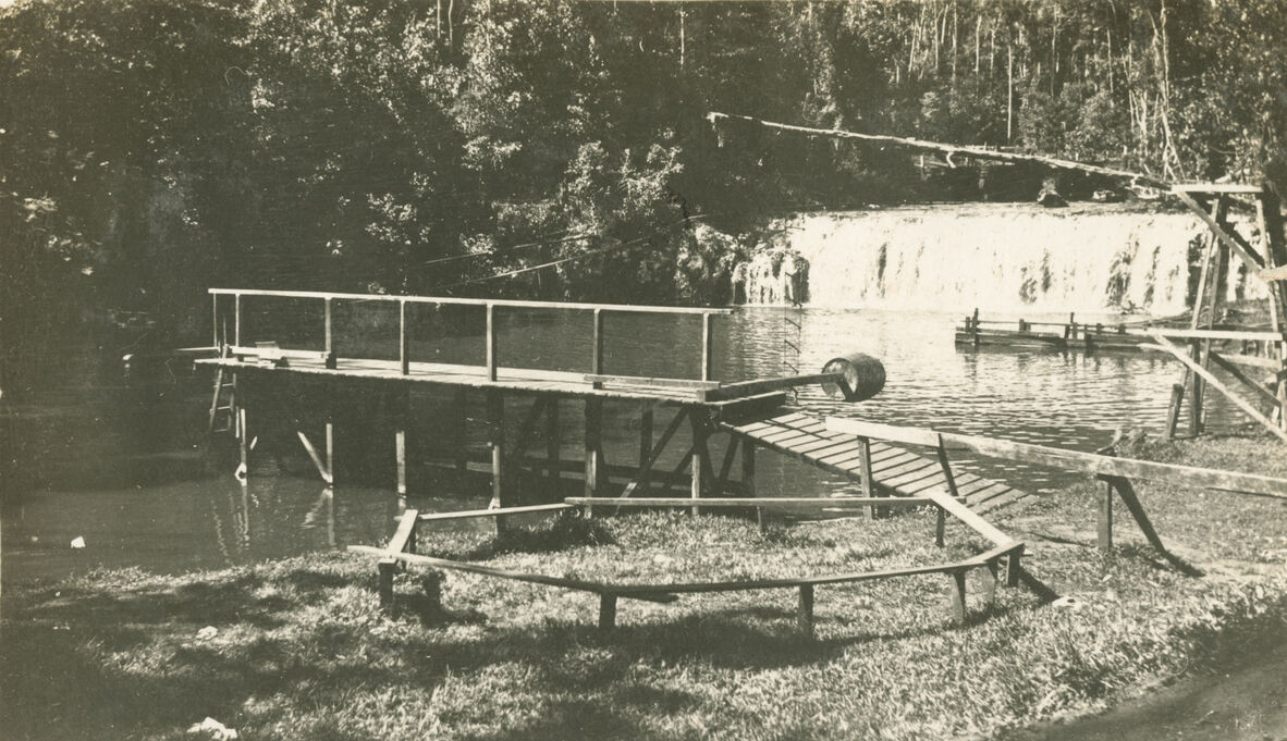 Diving platform over the swimming pool at the Malanda Falls, Queensland.