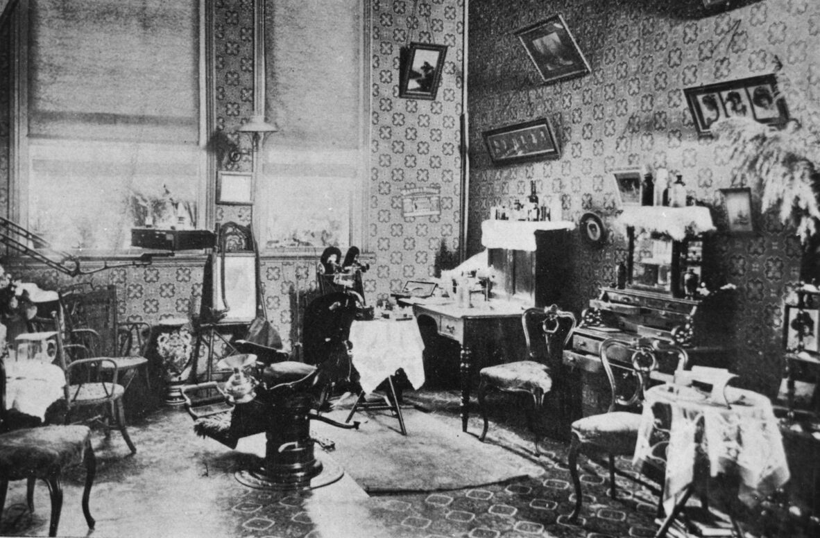 Interior view of A. J. Moorhouse's dental surgery Queen Street Brisbane Queensland.