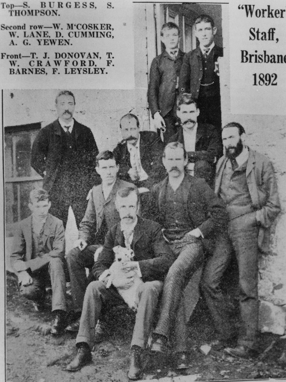 Worker staff, Brisbane, 1892.