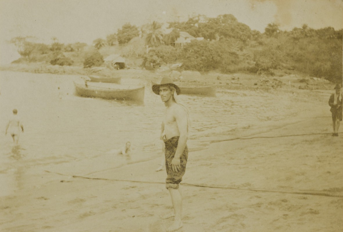 Bathing on arrival at Freetown, Sierra Leone, 13 December 1916