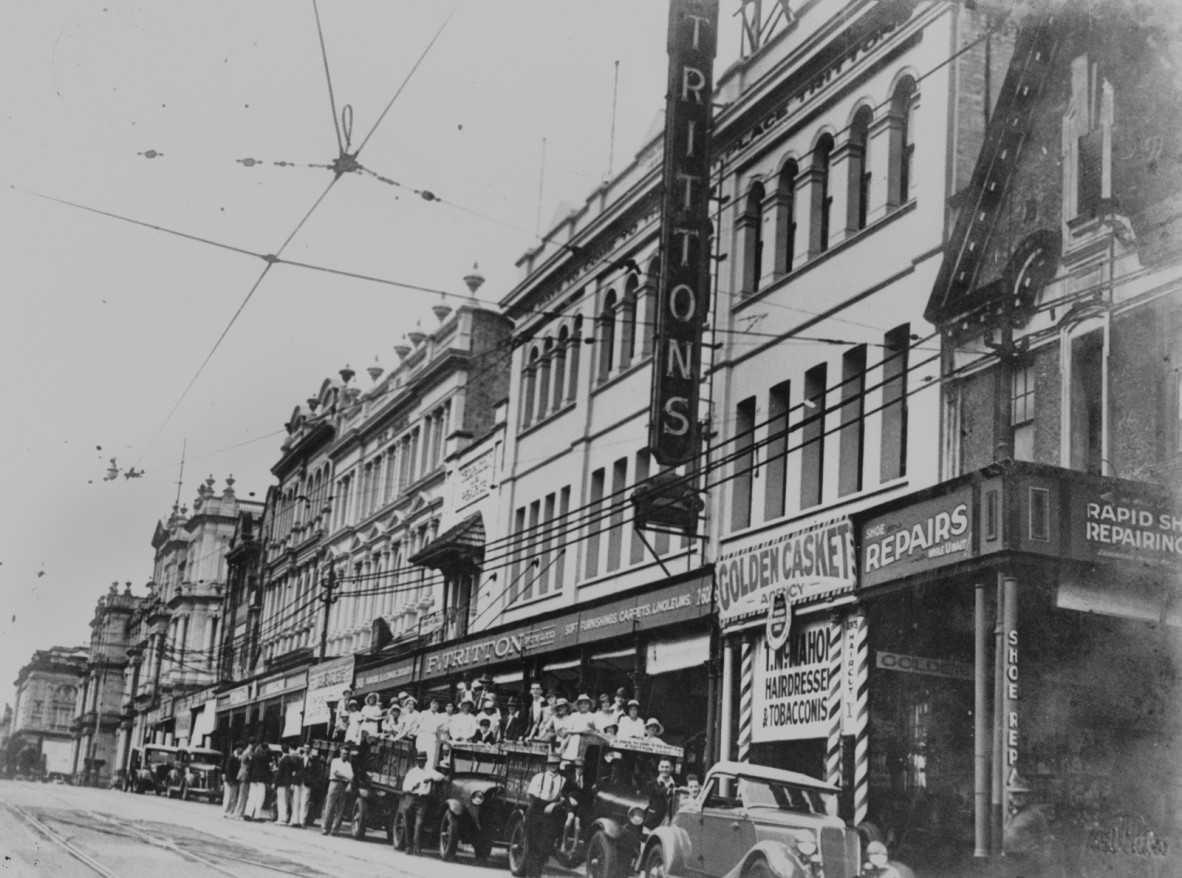 View of Tritton's furniture shop on George Street, Brisbane, ca. 1935. 