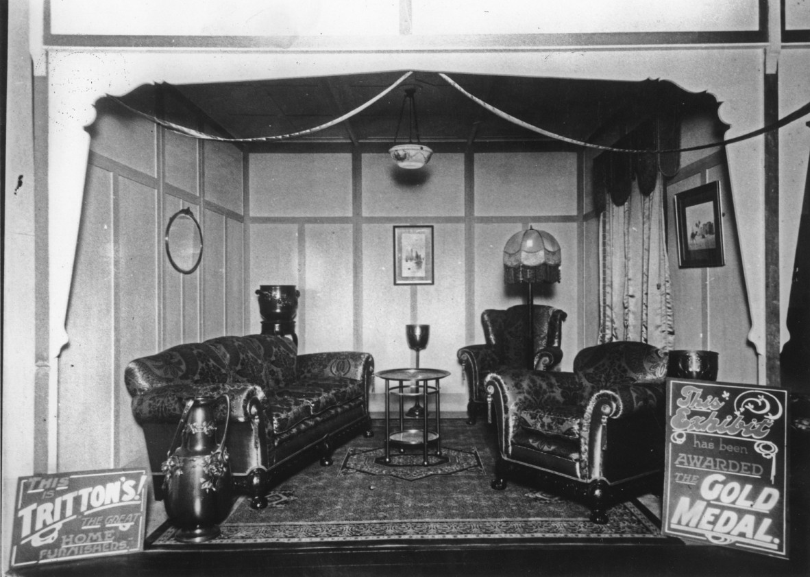 Furniture from F. Tritton Ltd. in Brisbane exhibited at the Brisbane Exhibition, ca. 1928.