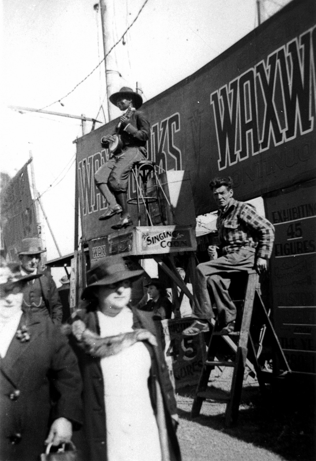 Sideshow Alley advertising, Exhibition Ground Brisbane, ca. 1940