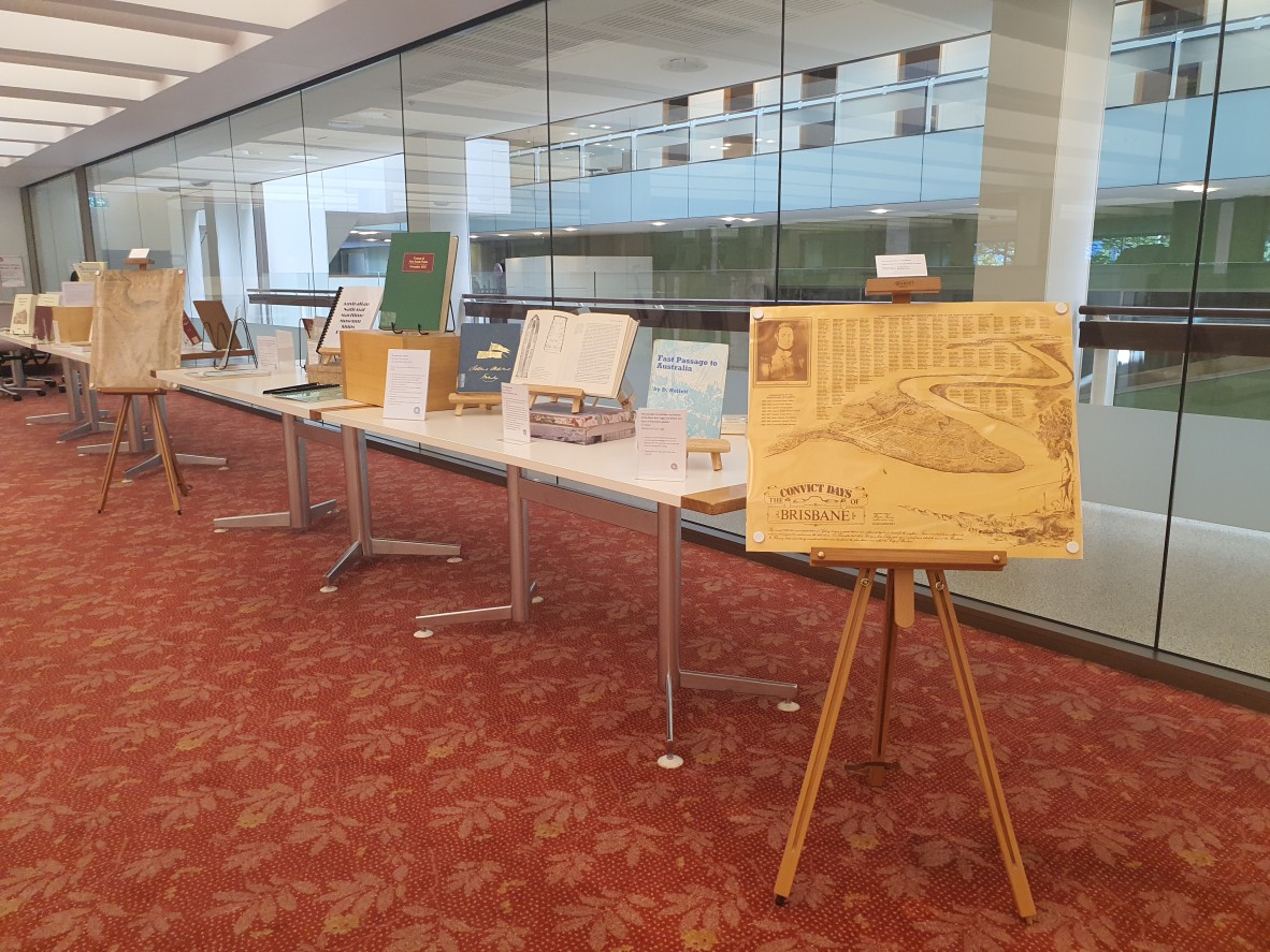 Books and maps on display in State Library of Queensland level 3