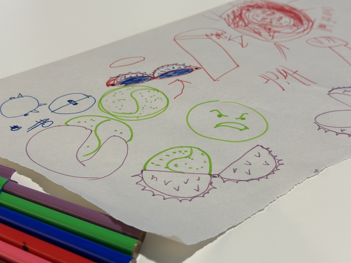 Kids drawing on paper