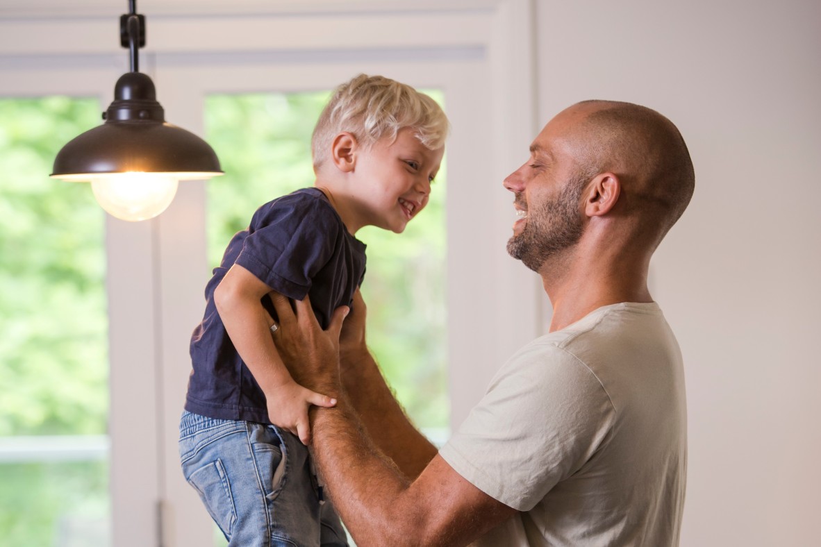 Father and son talking