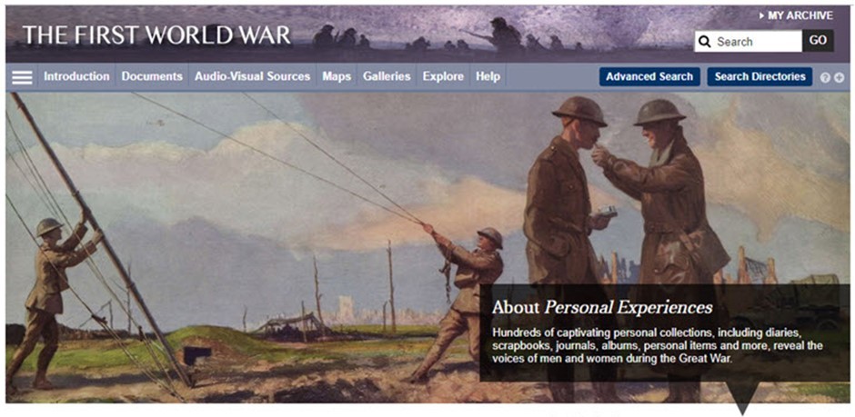 Image from The First World War online database home page