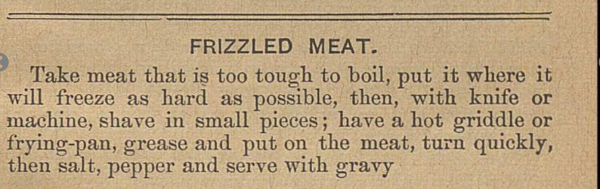 Recipe for Frizzled Meat
