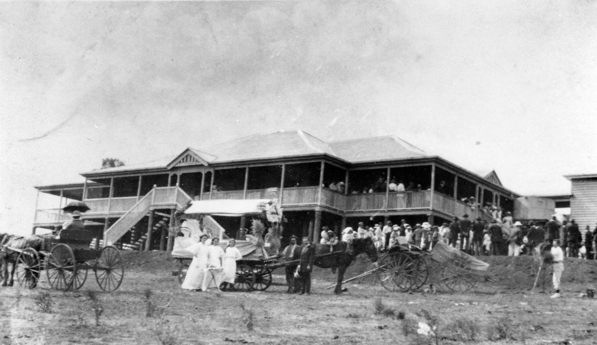 A crowd of people at a fundraising event for the new hospital on opening day