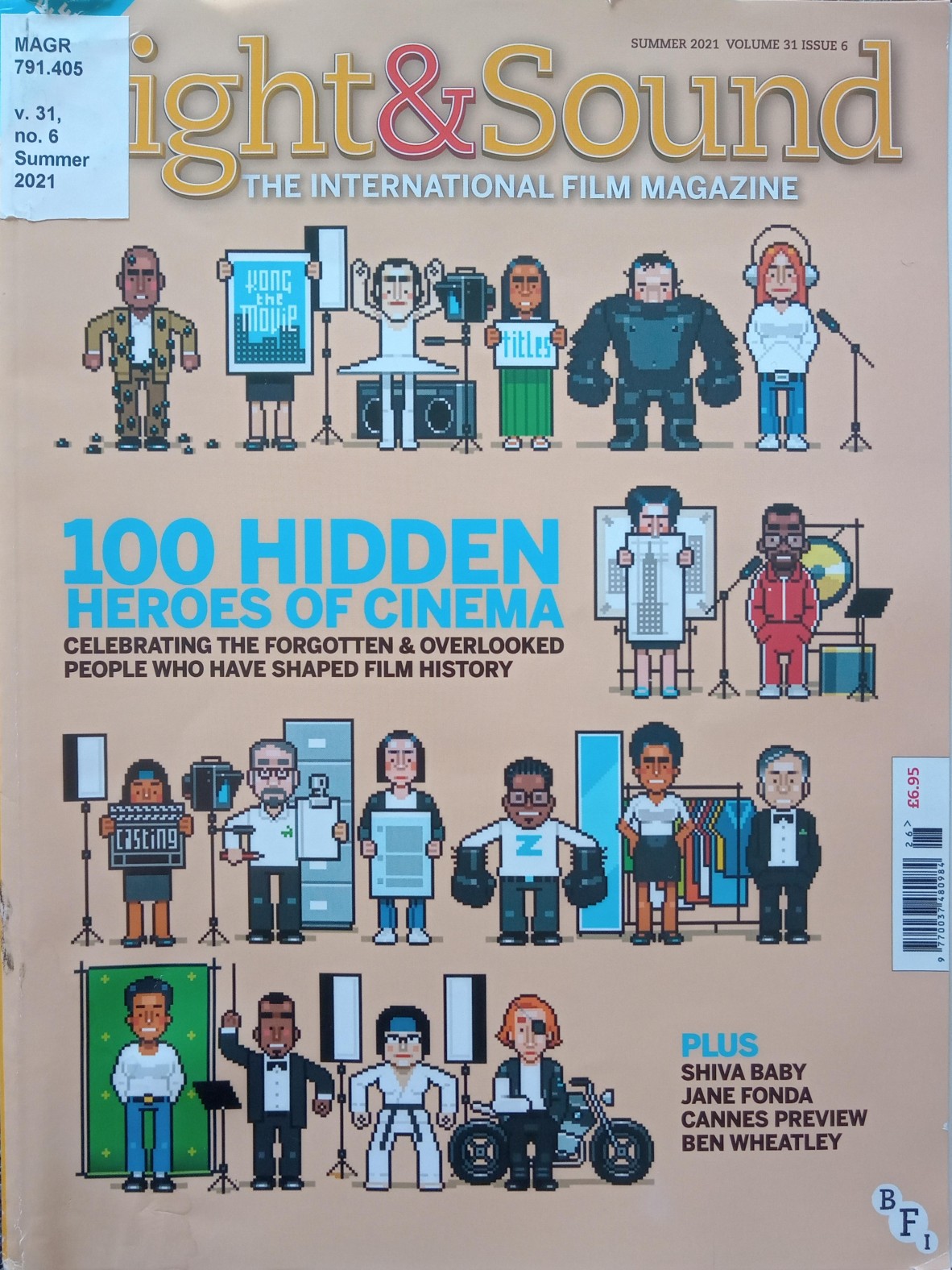 Front cover of Sight & Sound magazine with a number of pixel figures, Summer 2021