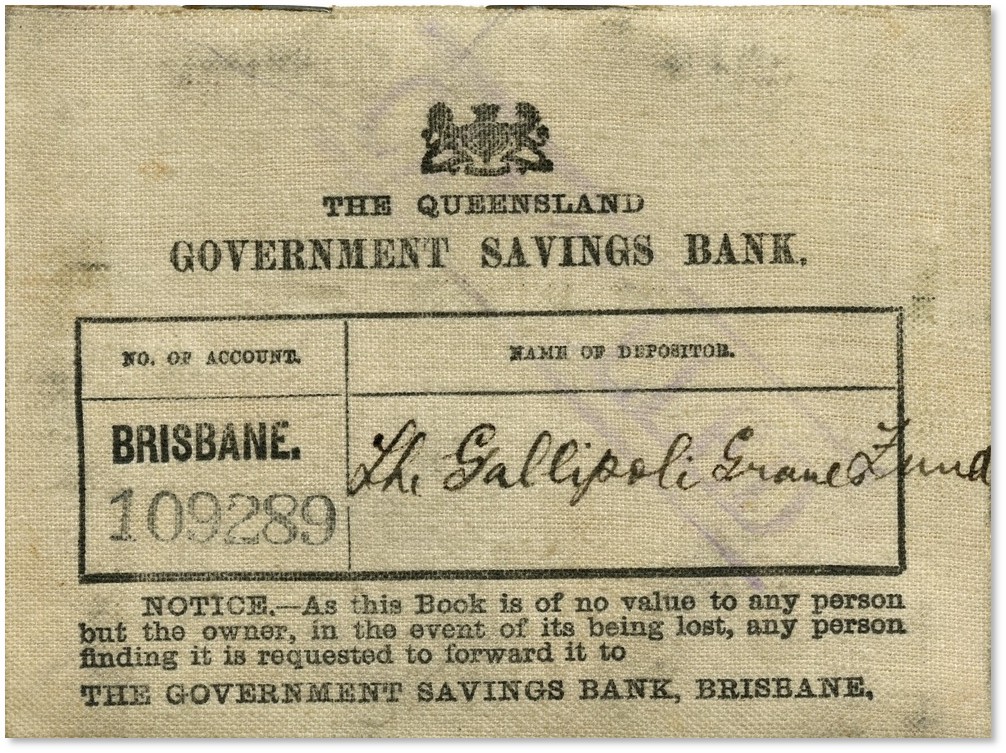 Savings Book Gallipoli Graves Fund