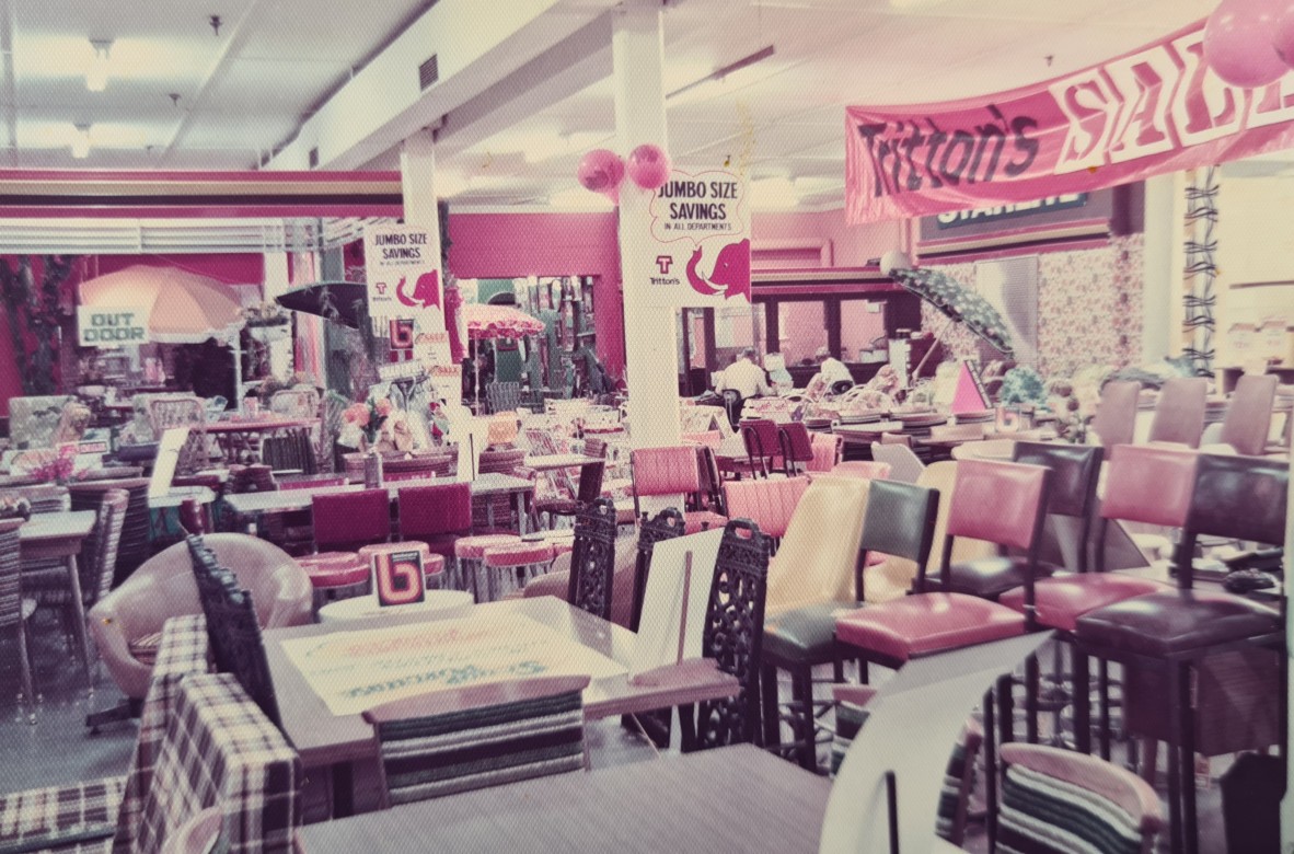 Interior view of the showroom at George Street Tritton Store, Brisbane, 1970s. Photo courtesy of Ken Tritton
