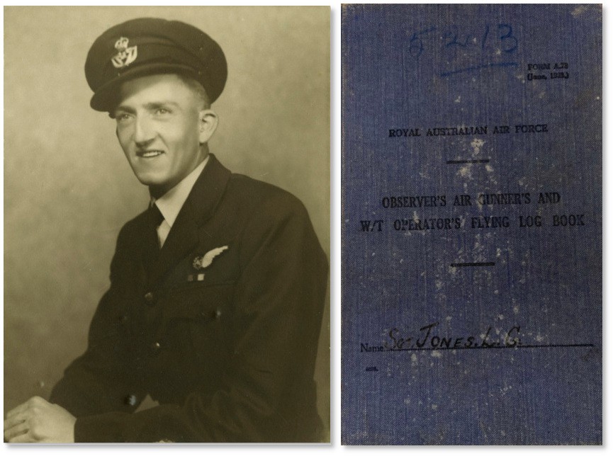 Warrant Officer, Radio Operator, Lloyd George Jones, and his log book