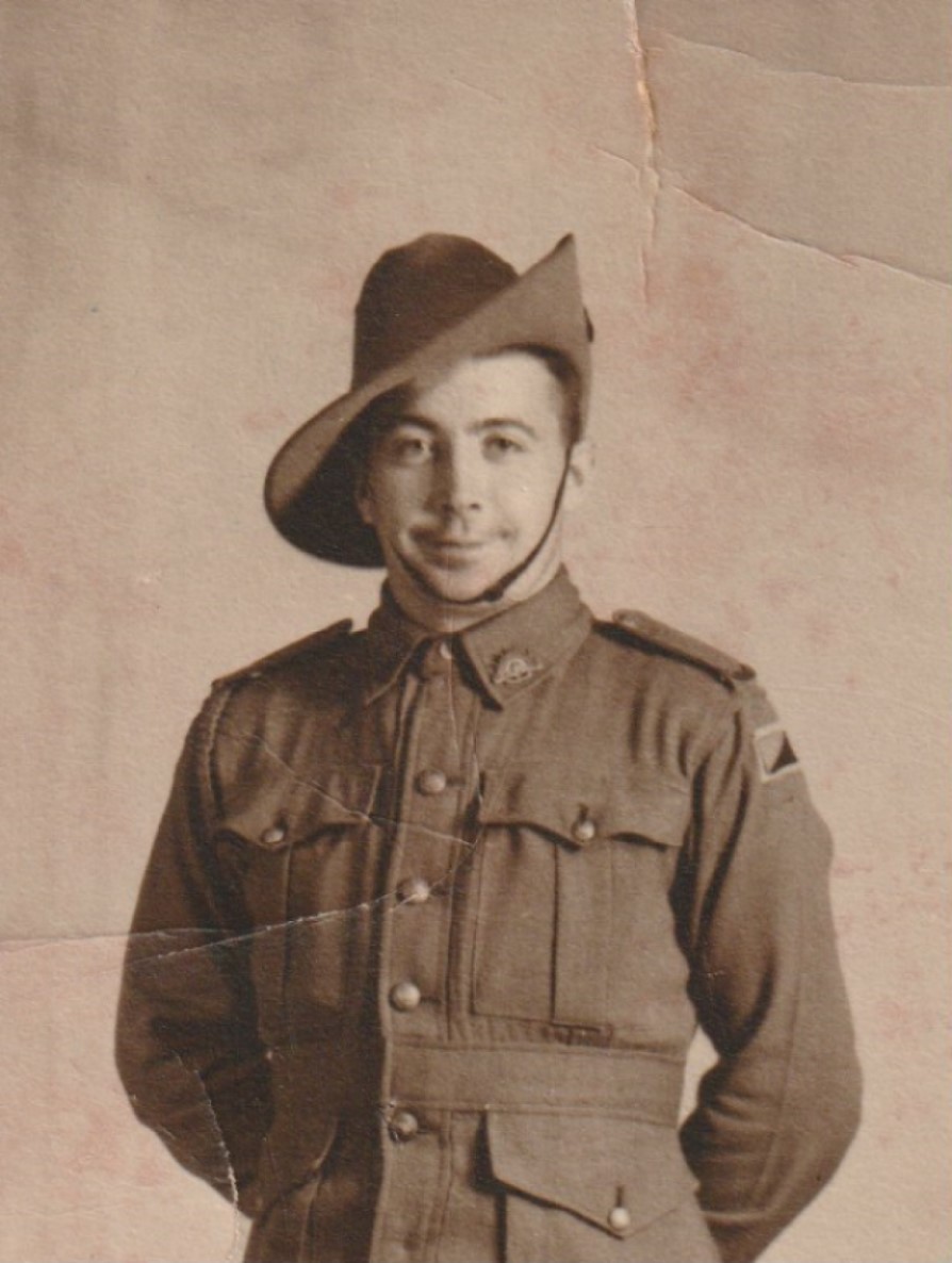 Sepia photograph of Gordon McGinty in uniform, c.1940.