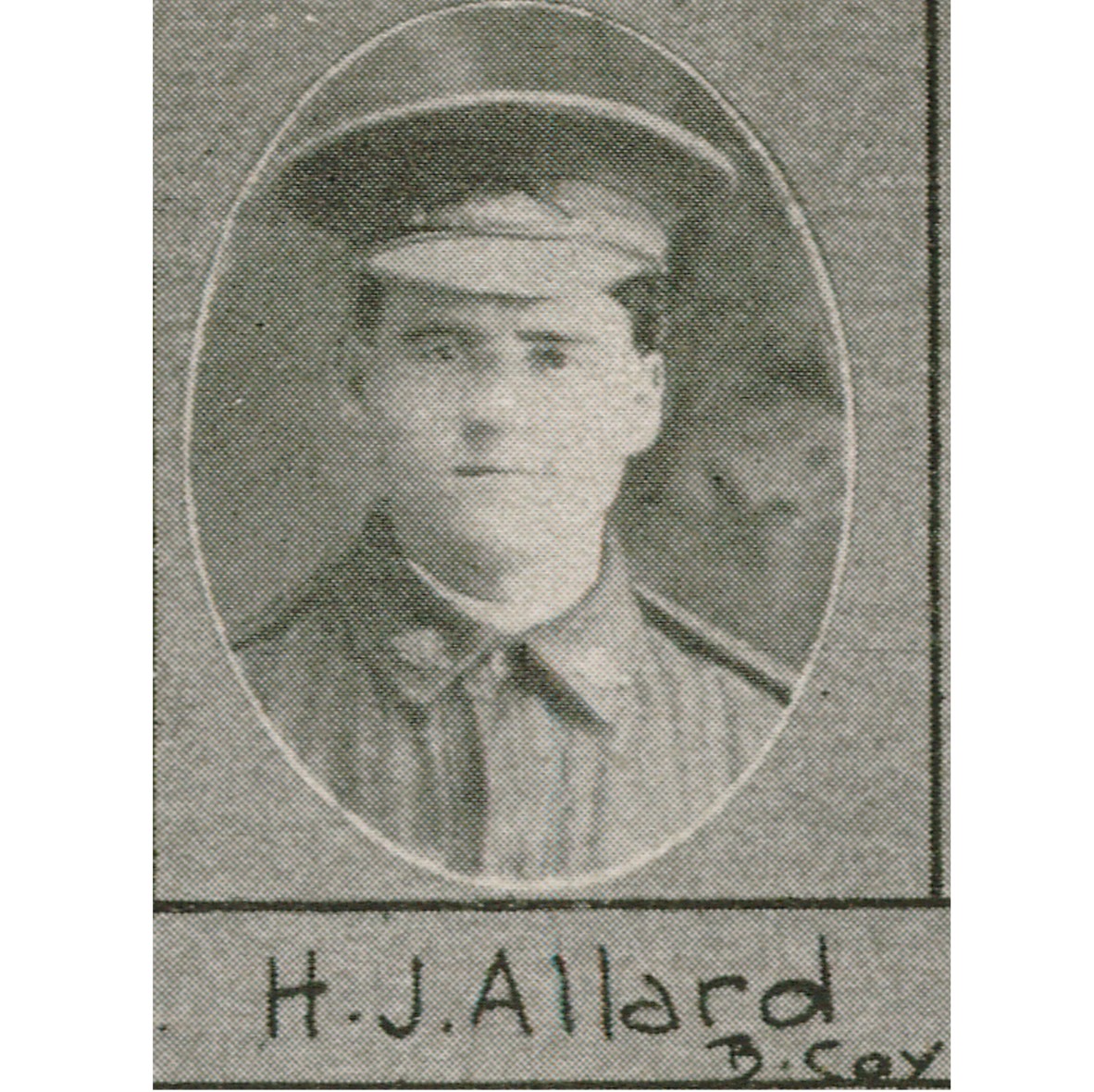 Soldier portrait of H J Allard B Coy