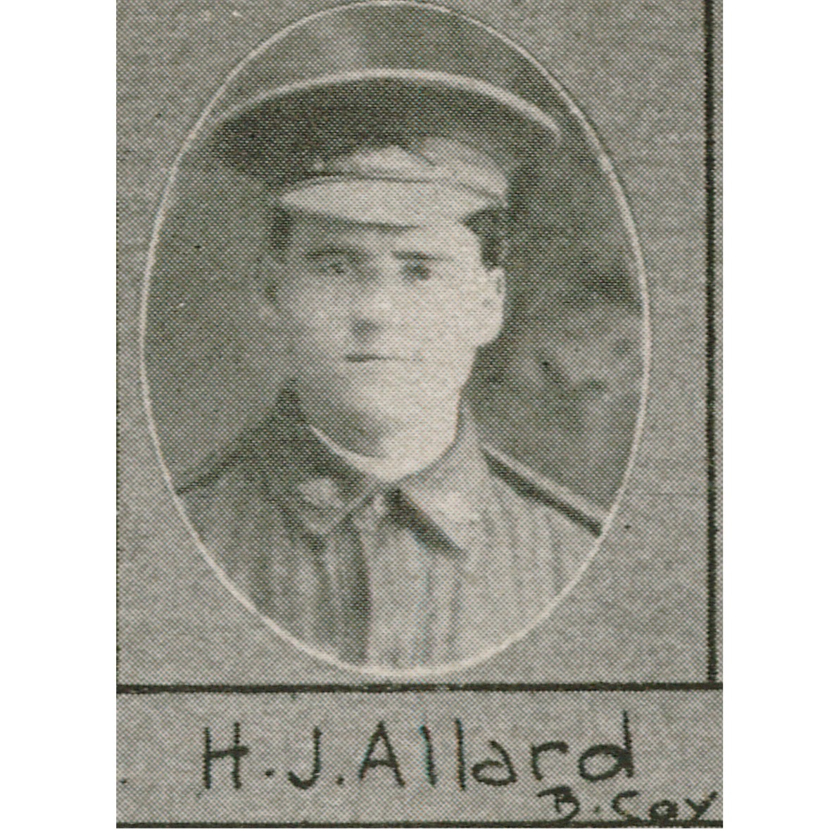 Soldier portrait of H. .J. Allard B. Coy