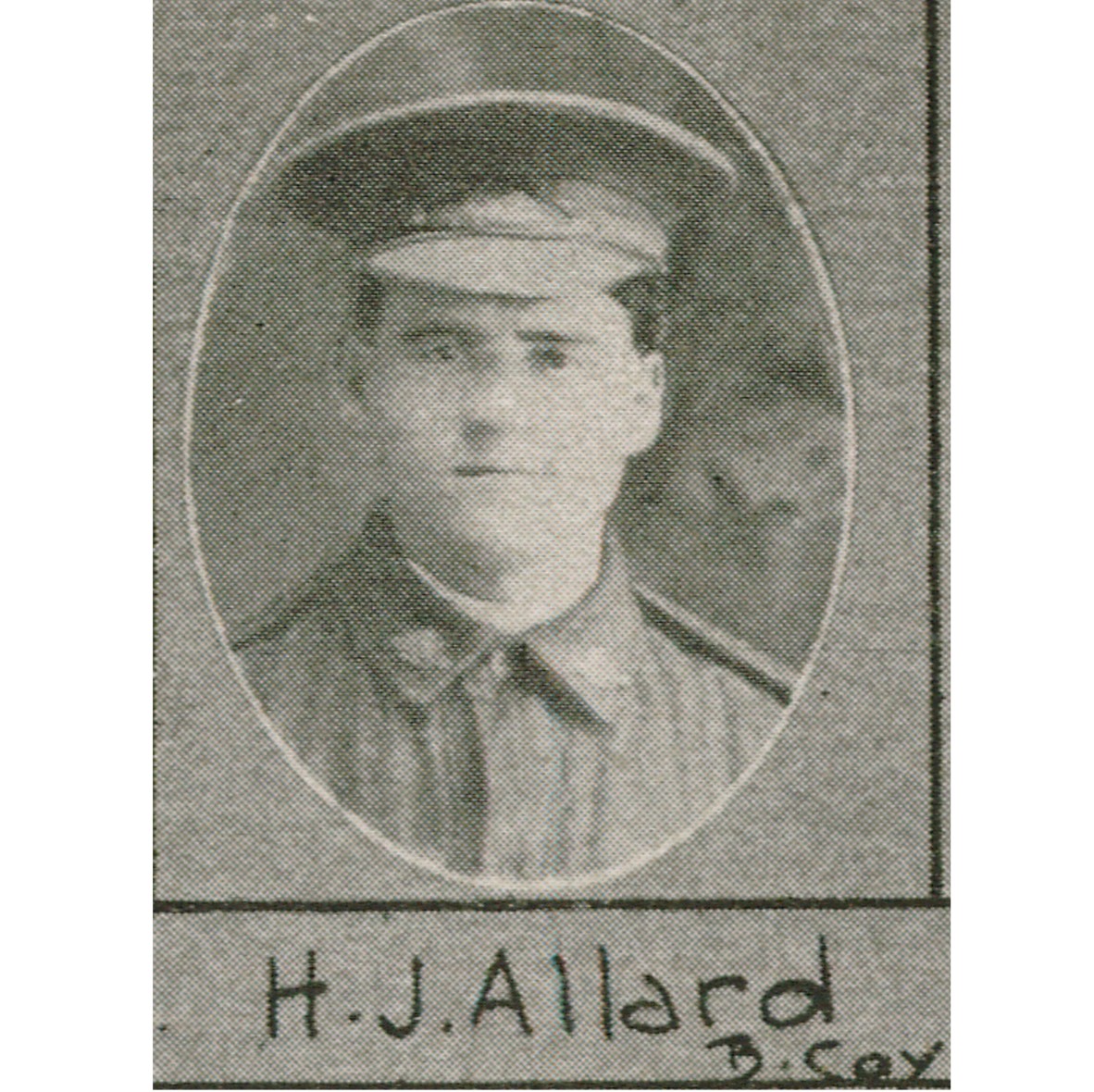 Soldier portrait of H. .J. Allard B. Coy