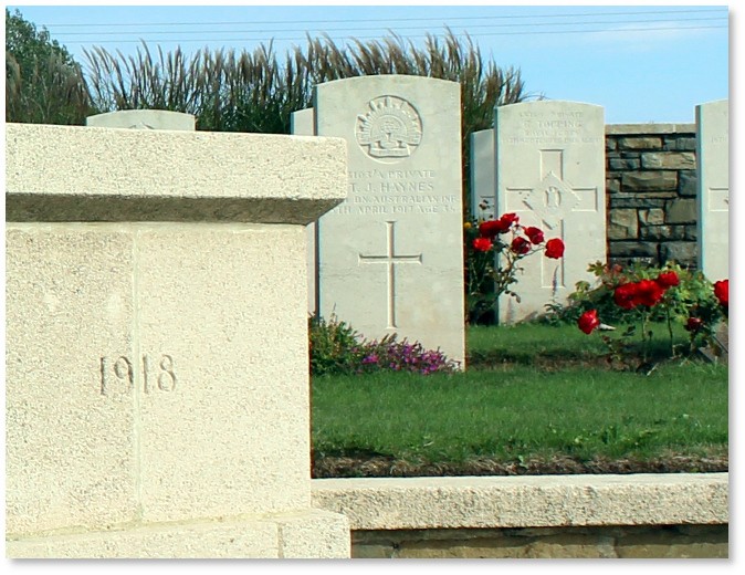 Headstone Morchies Australian Cemetery