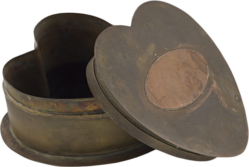 Heart shaped box made from a brass shell casing.