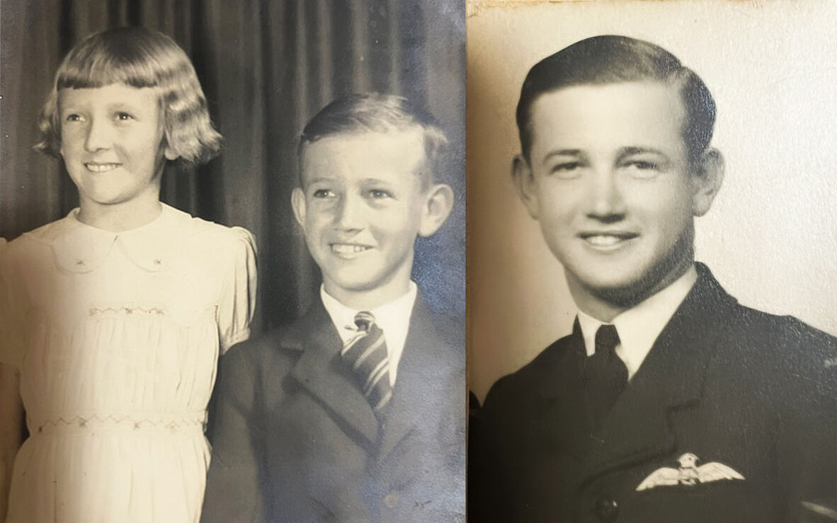 Sepia images of young girl and boy and a young man in RAAF uniform