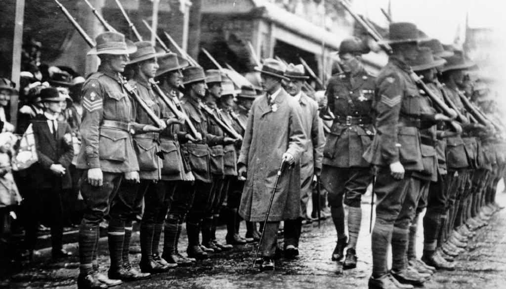 Prince Edward inspects a guard of honour on the occasoin of his visit to Ipswich, 1920